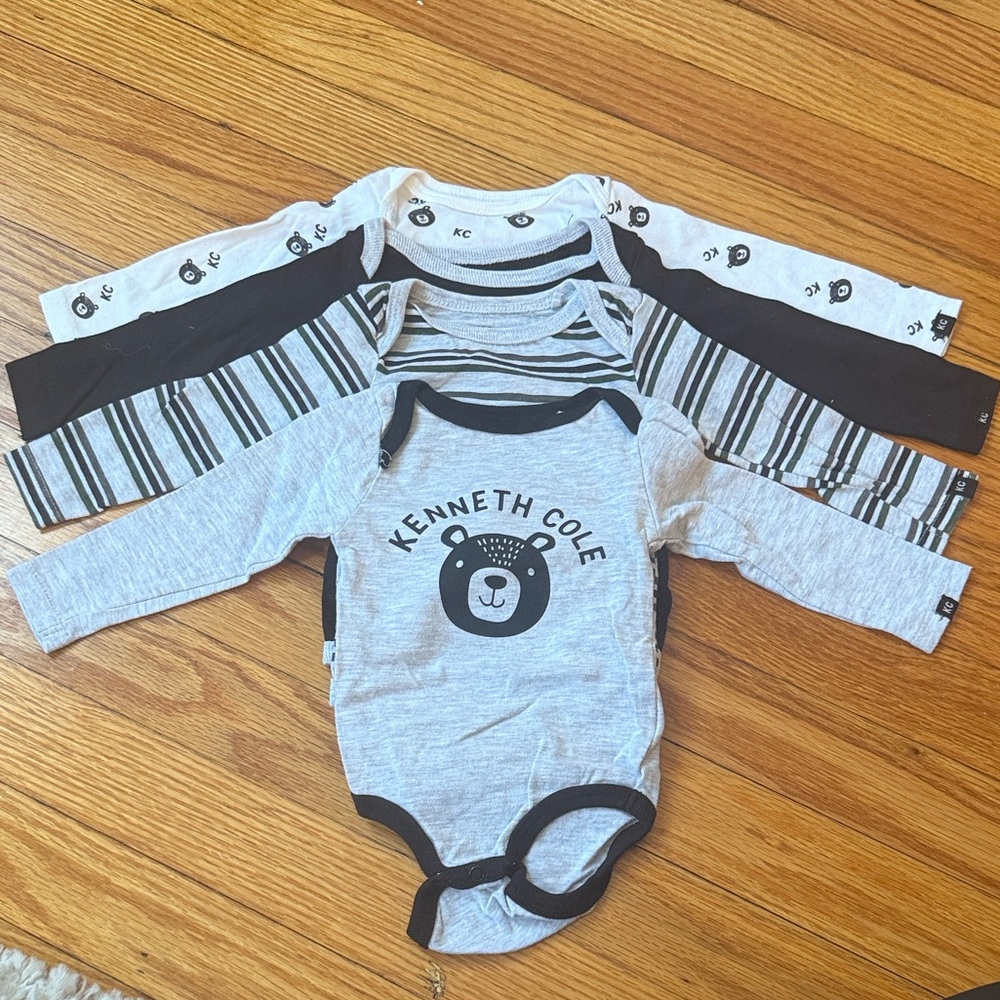 Kenneth Cole Bear Print Gray and Black Bodysuit Set